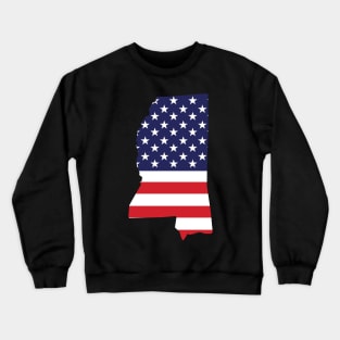 Mississippi State Shape Flag Background Crewneck Sweatshirt